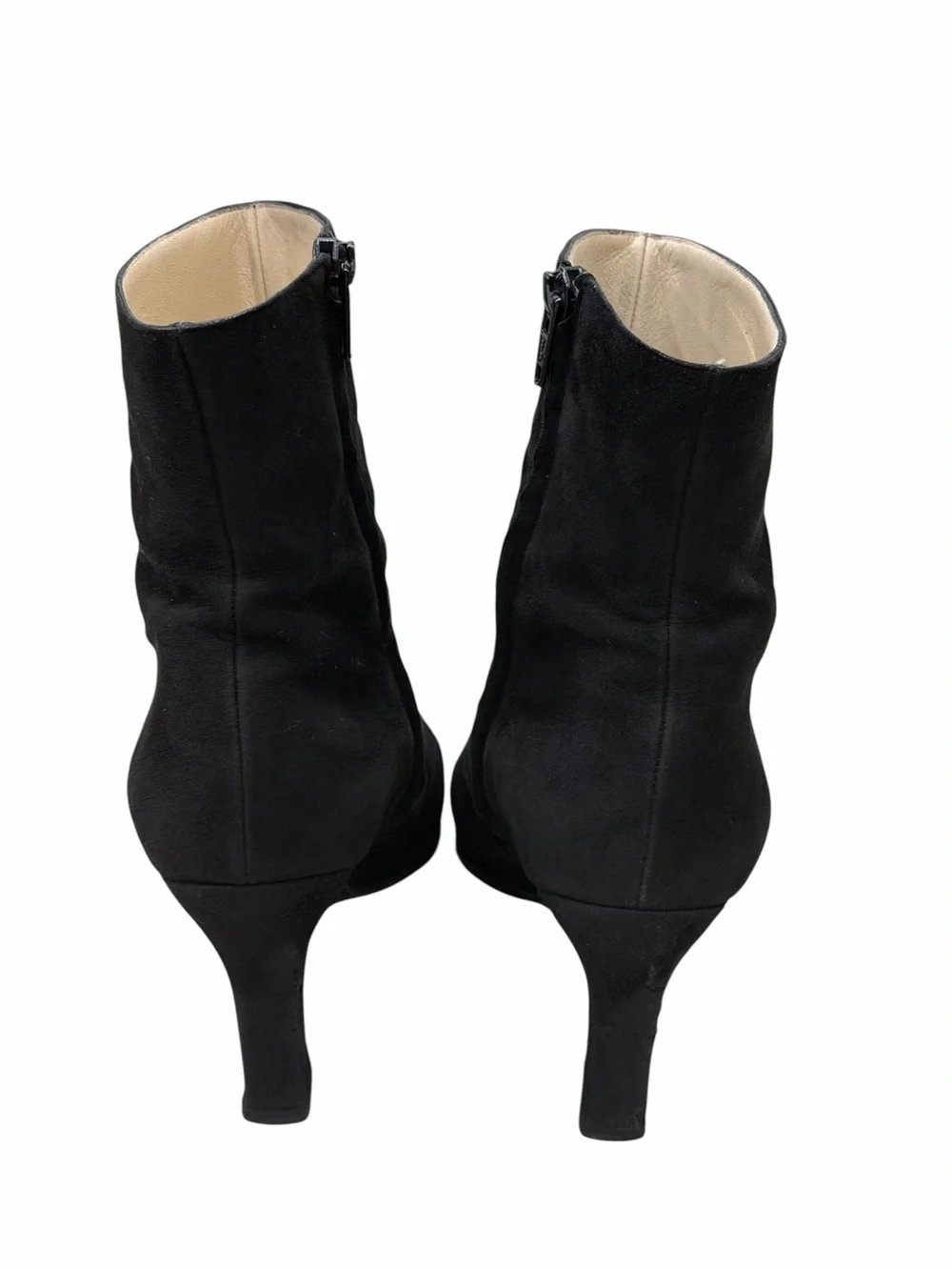 Authentic CHANEL Black Suede Quilted Cap Toe Ankle Boots Booties EU 38